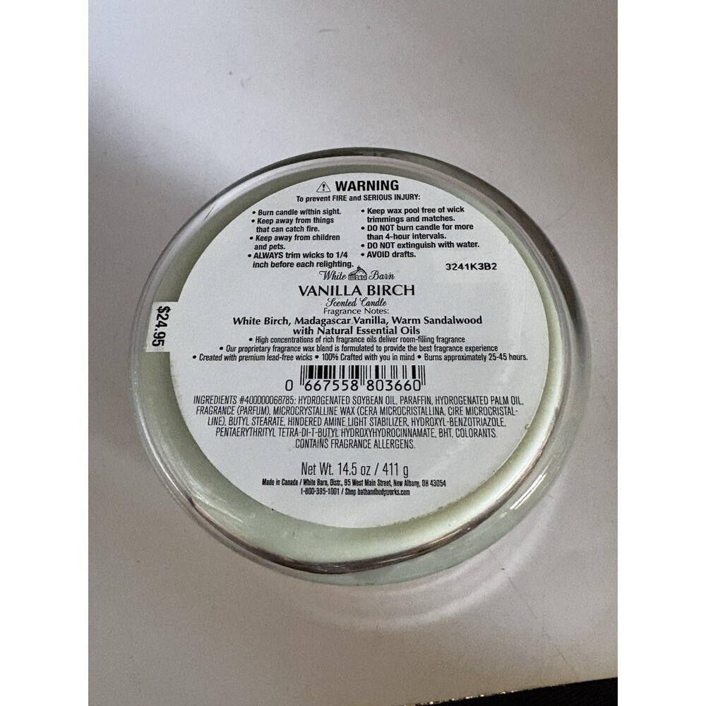 Bath & Body Works  White Barn Vanilla Birch Candle 3 Wick 14.5 Oz - Picture 5 of 5
